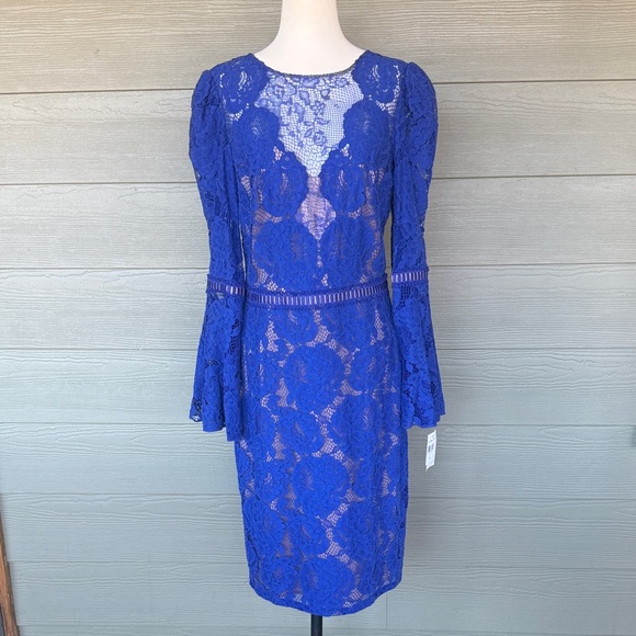 Tadashi Shoji Dresses & Skirts - Tadashi Shoji Royal Blue Lace Bell Sleeve Dress